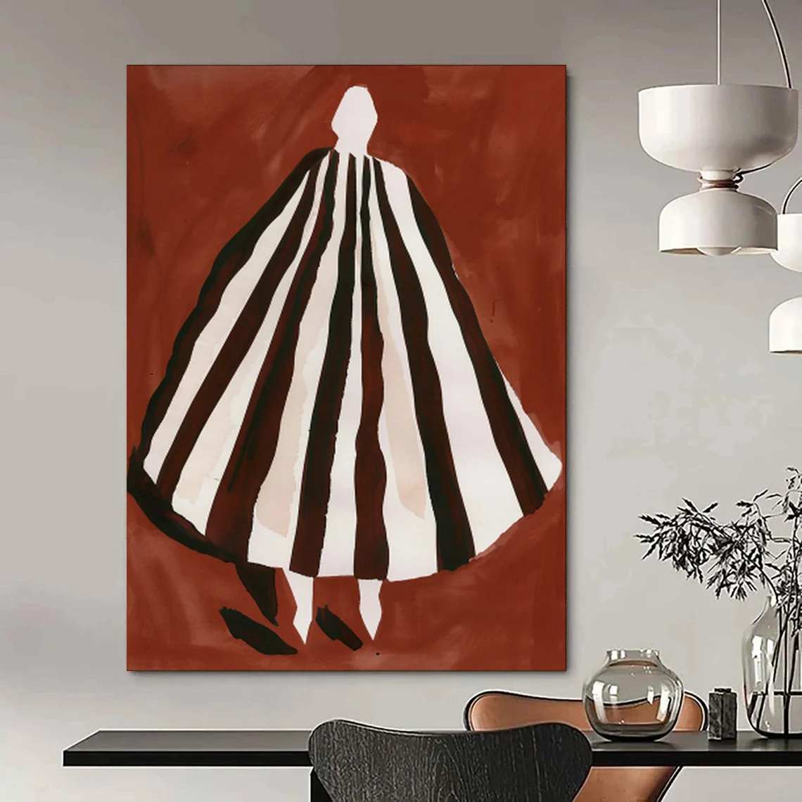 Red Handmade Figure Dramatic Abstract Artwork W15FL